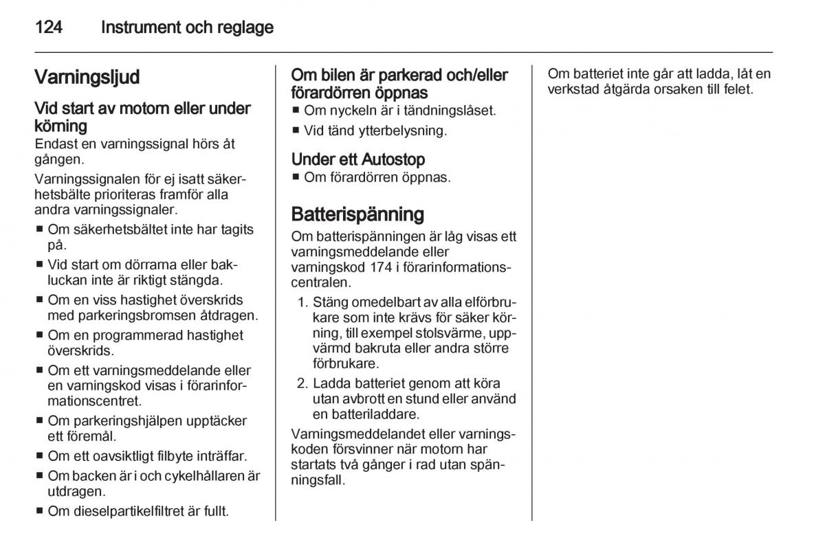 Opel Astra J IV 4 instruktionsbok / page 126