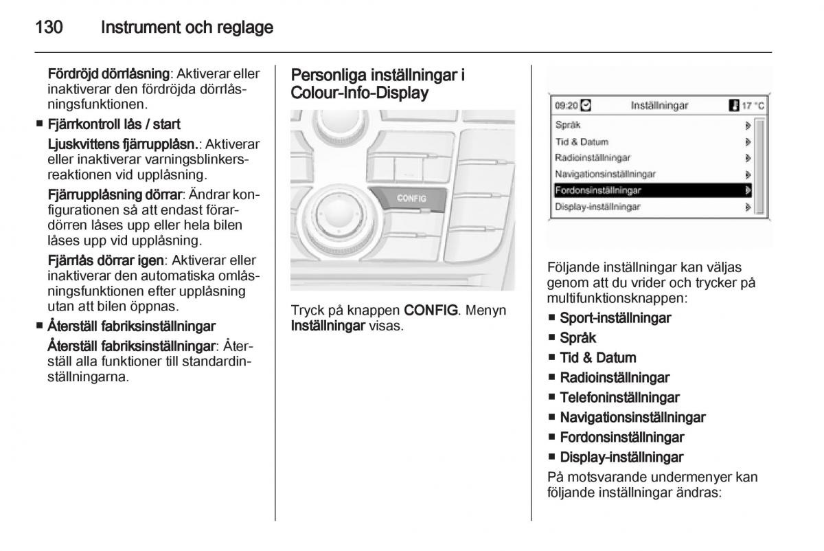 Opel Astra J IV 4 instruktionsbok / page 132