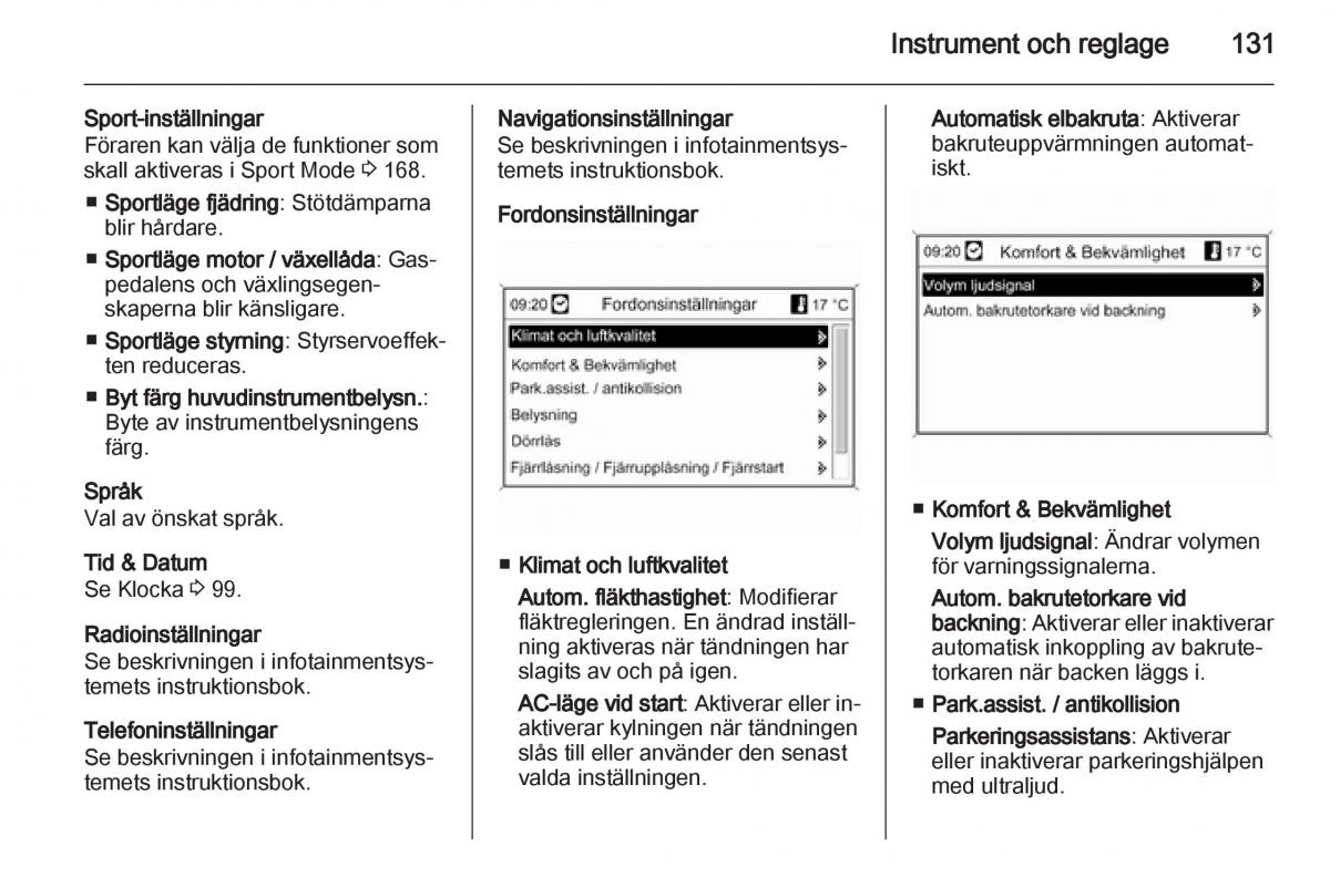 Opel Astra J IV 4 instruktionsbok / page 133