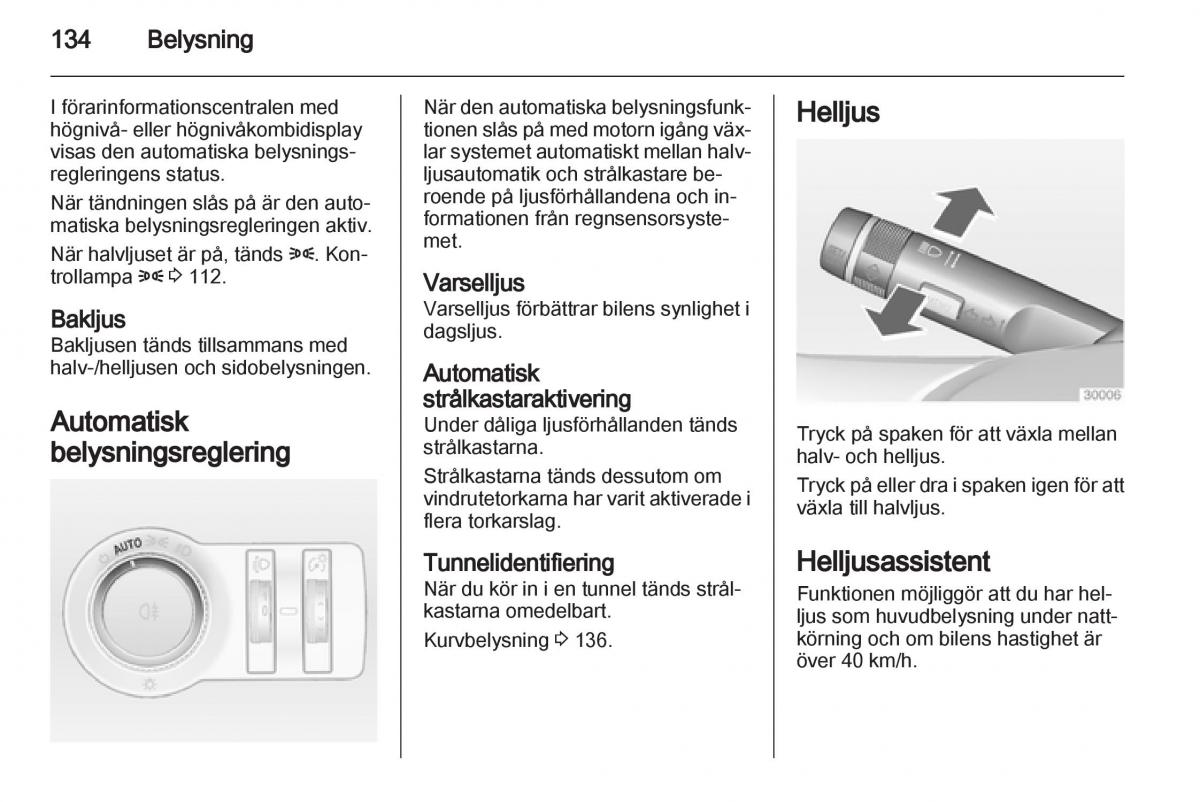 Opel Astra J IV 4 instruktionsbok / page 136