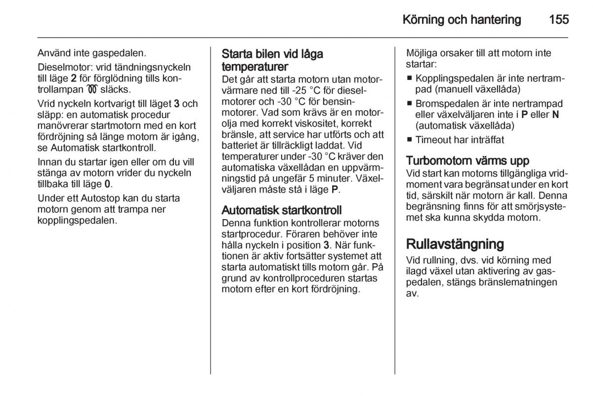 Opel Astra J IV 4 instruktionsbok / page 157