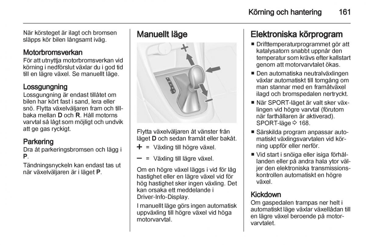 Opel Astra J IV 4 instruktionsbok / page 163