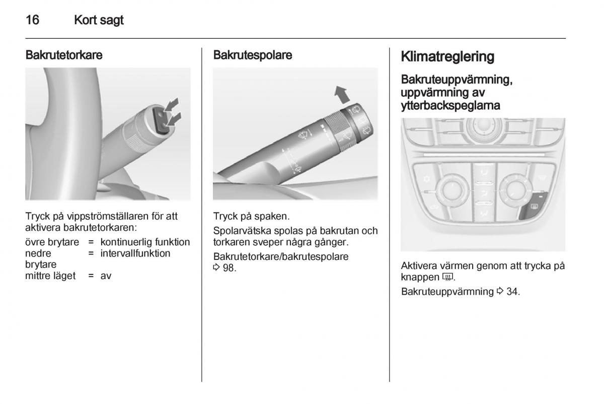 Opel Astra J IV 4 instruktionsbok / page 18