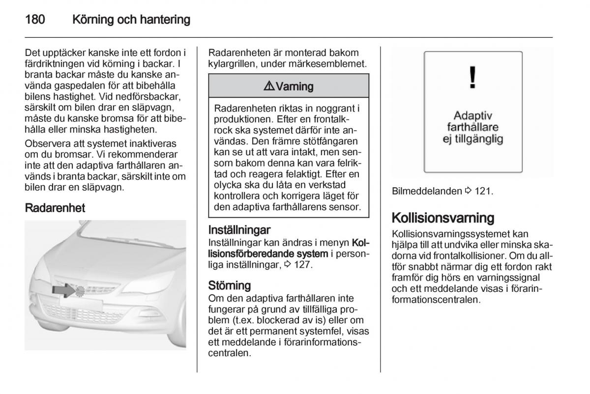 Opel Astra J IV 4 instruktionsbok / page 182