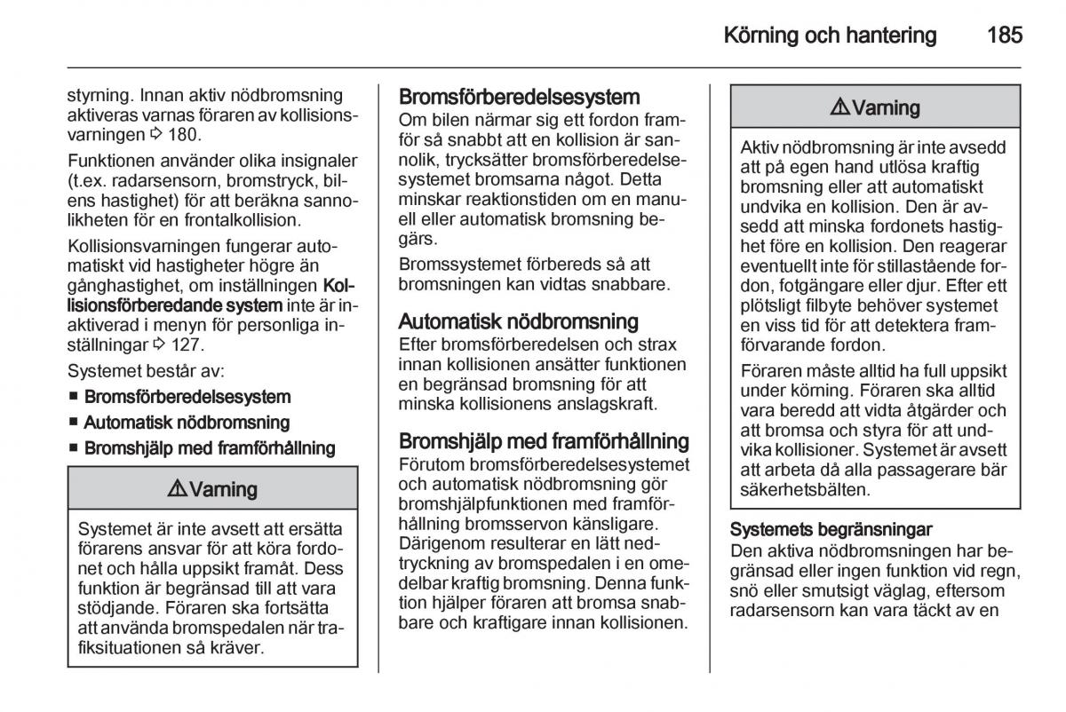 Opel Astra J IV 4 instruktionsbok / page 187