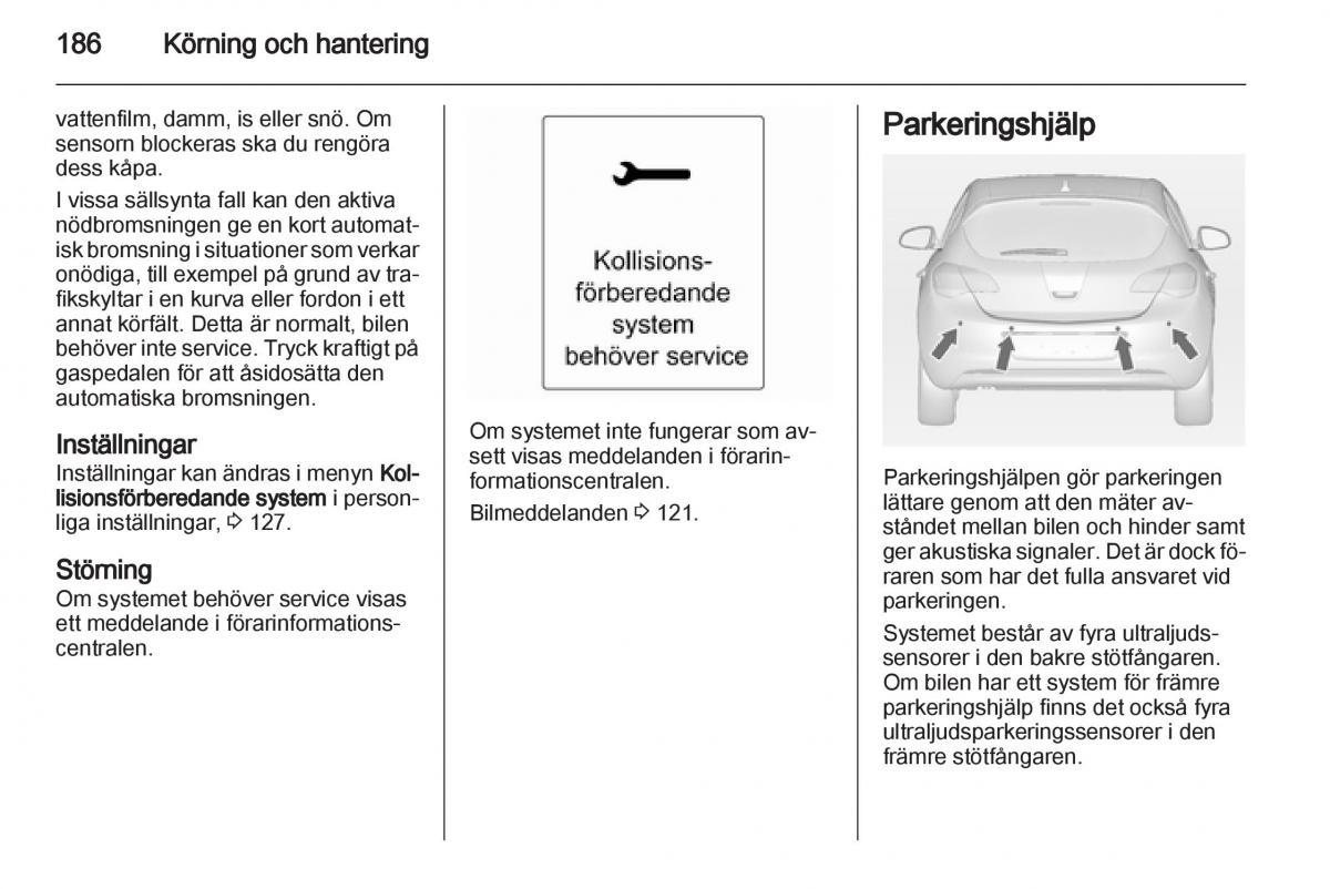 Opel Astra J IV 4 instruktionsbok / page 188