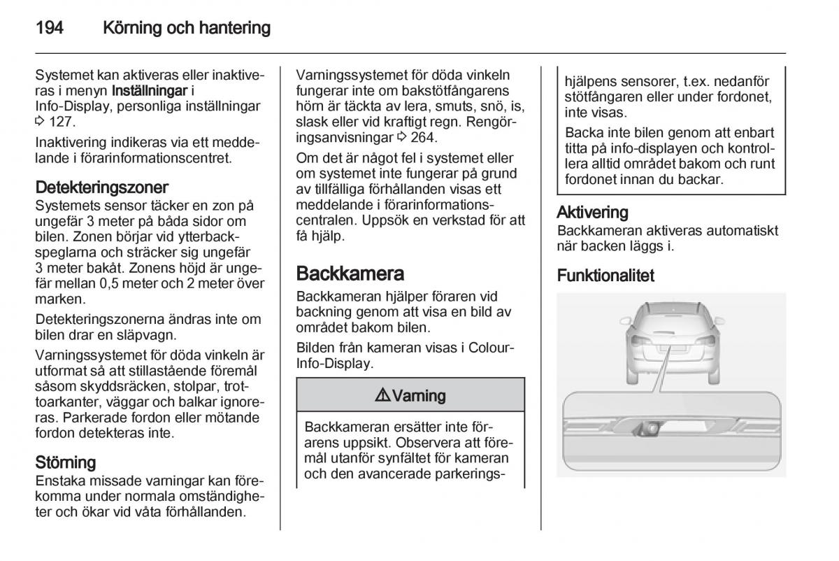 Opel Astra J IV 4 instruktionsbok / page 196