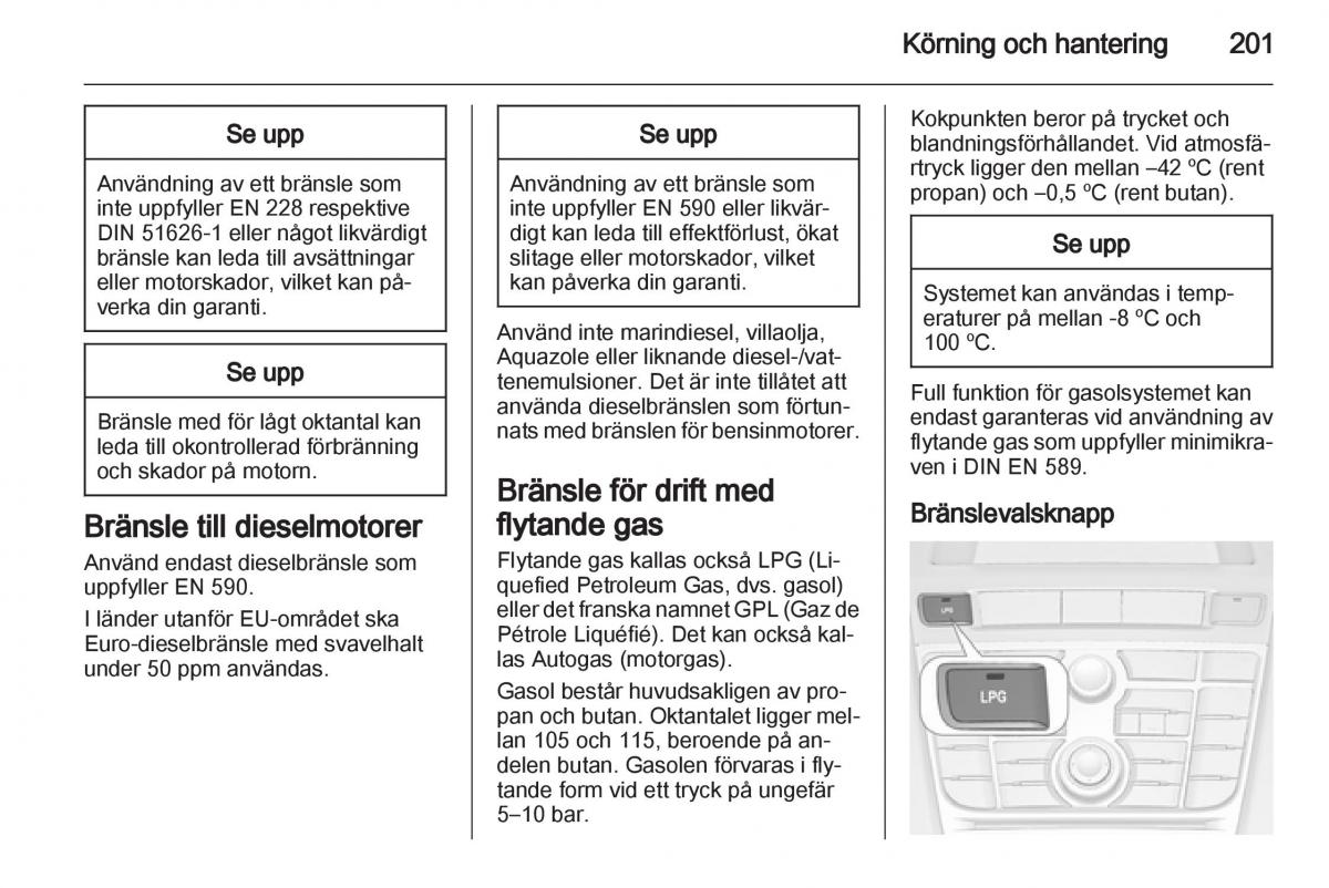 Opel Astra J IV 4 instruktionsbok / page 203