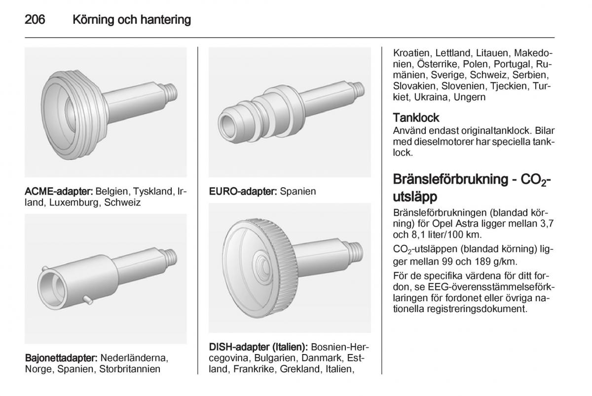 Opel Astra J IV 4 instruktionsbok / page 208