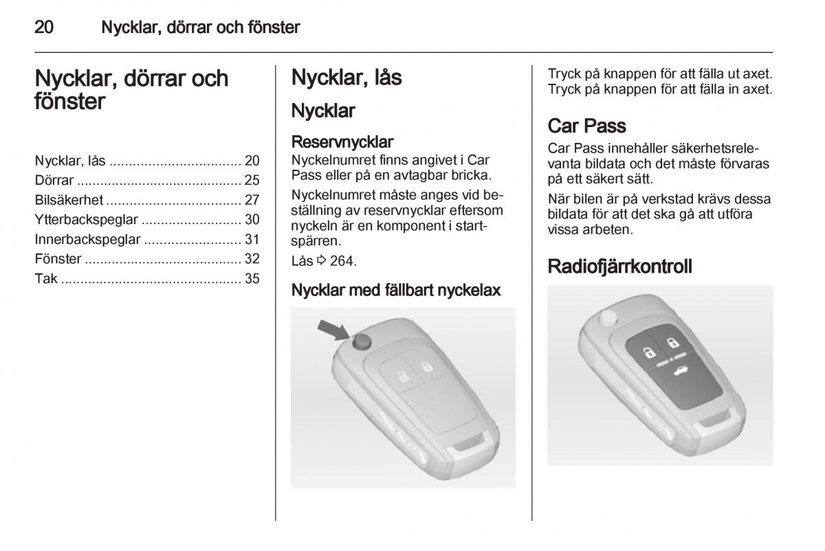 Opel Astra J IV 4 instruktionsbok / page 22