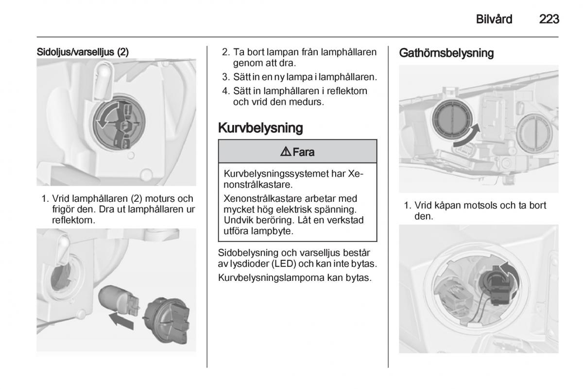 Opel Astra J IV 4 instruktionsbok / page 225