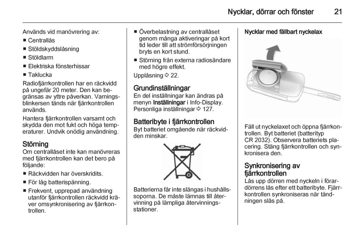 Opel Astra J IV 4 instruktionsbok / page 23