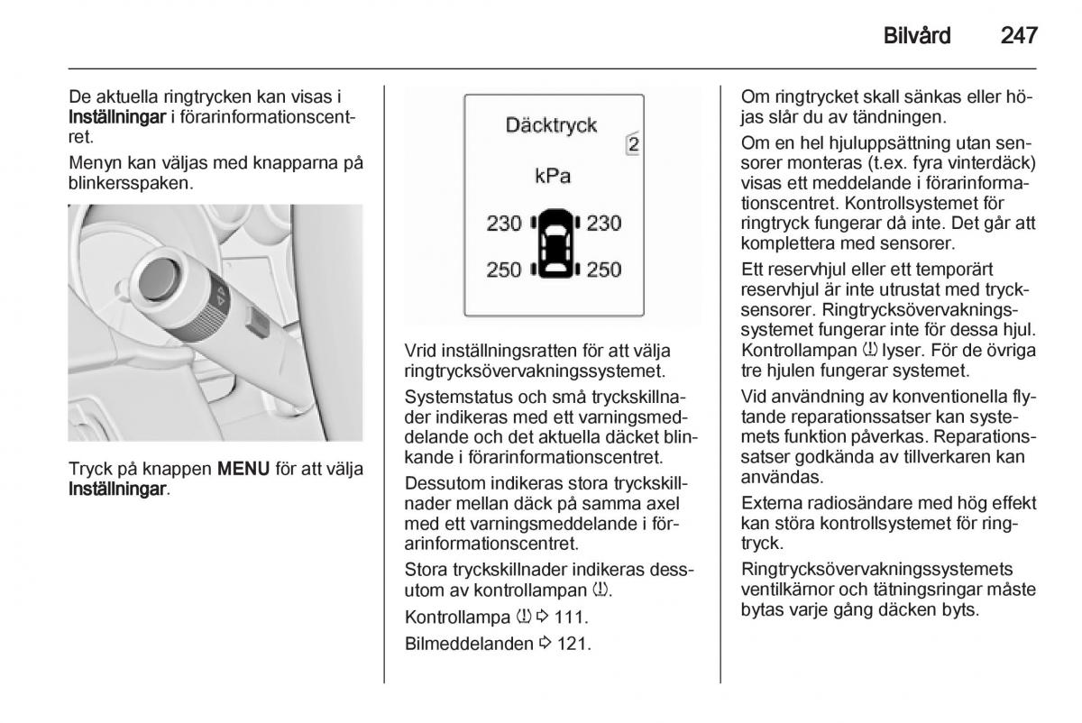 Opel Astra J IV 4 instruktionsbok / page 249