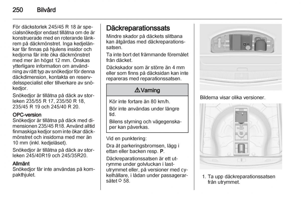 Opel Astra J IV 4 instruktionsbok / page 252