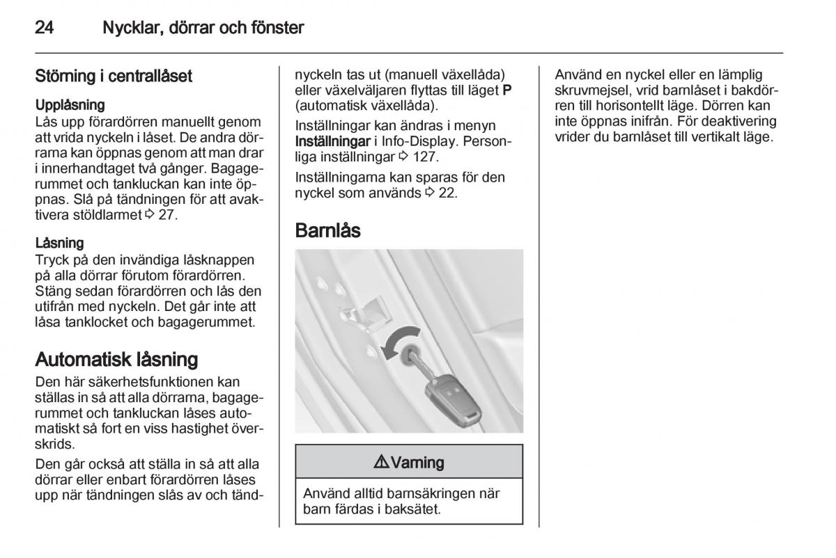 Opel Astra J IV 4 instruktionsbok / page 26