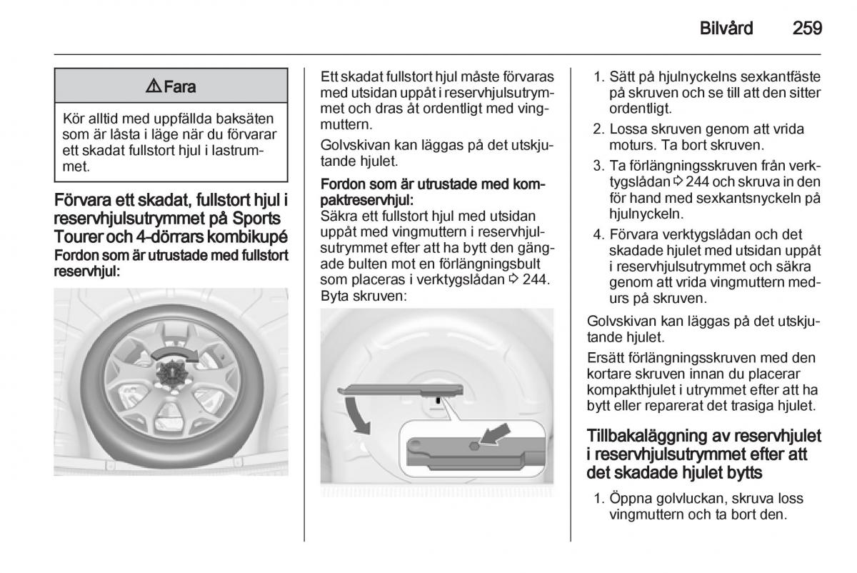 Opel Astra J IV 4 instruktionsbok / page 261