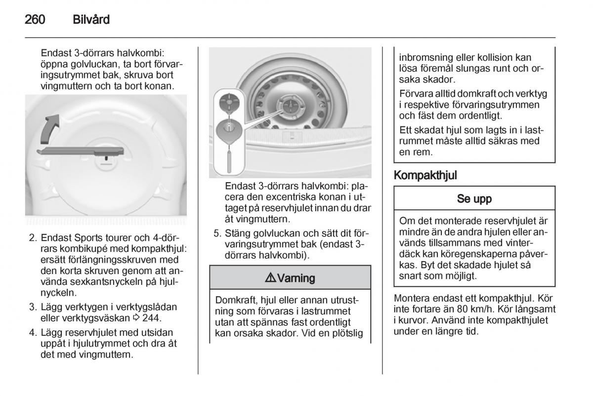 Opel Astra J IV 4 instruktionsbok / page 262