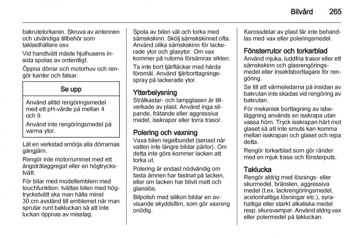 Opel Astra J IV 4 instruktionsbok / page 267