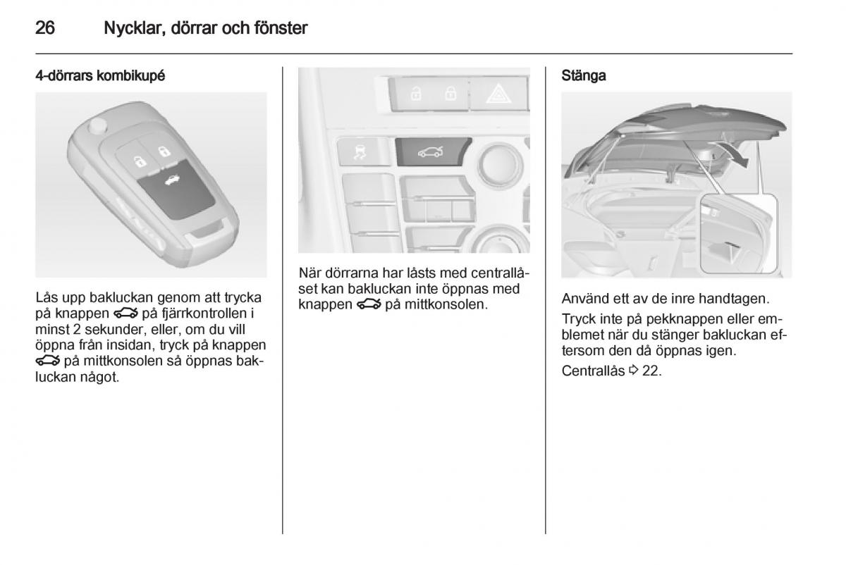 Opel Astra J IV 4 instruktionsbok / page 28