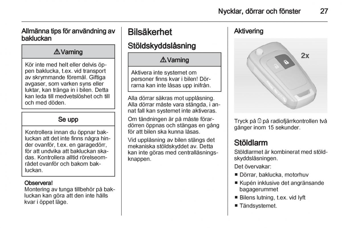 Opel Astra J IV 4 instruktionsbok / page 29