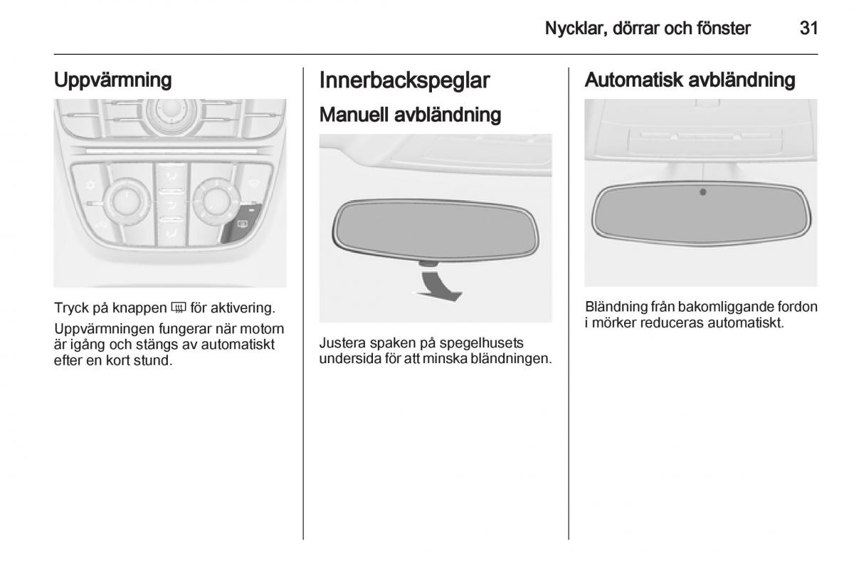 Opel Astra J IV 4 instruktionsbok / page 33