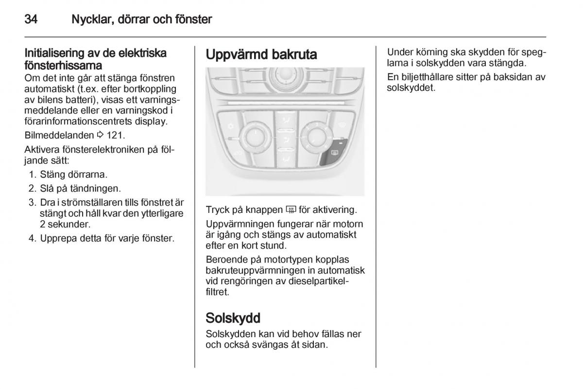 Opel Astra J IV 4 instruktionsbok / page 36