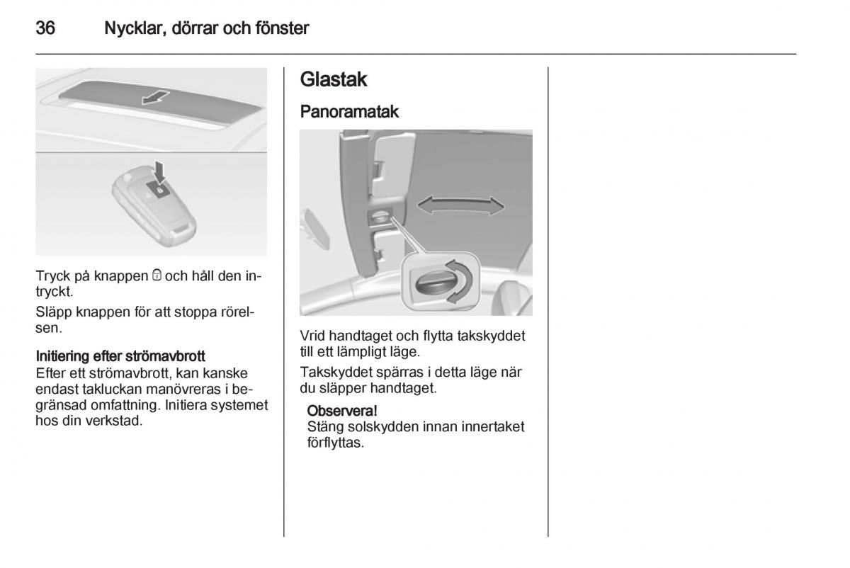 Opel Astra J IV 4 instruktionsbok / page 38