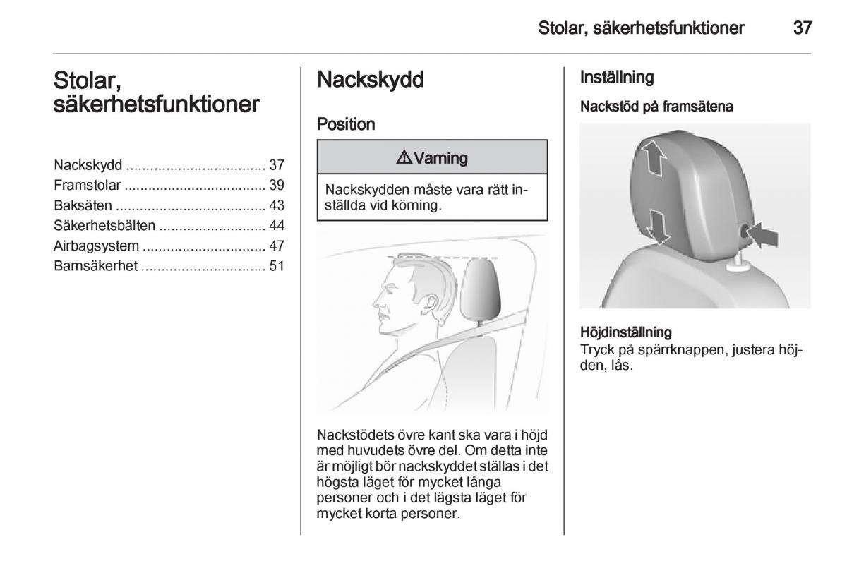 Opel Astra J IV 4 instruktionsbok / page 39