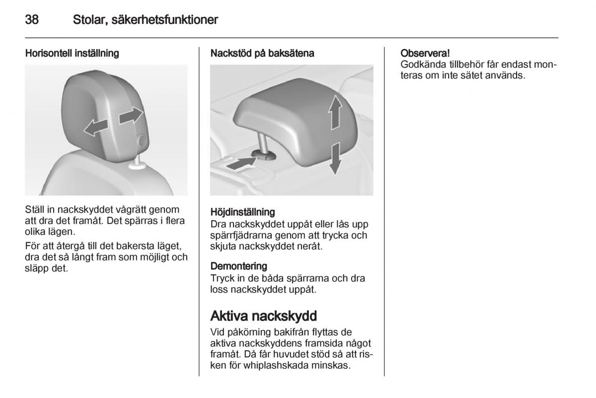 Opel Astra J IV 4 instruktionsbok / page 40