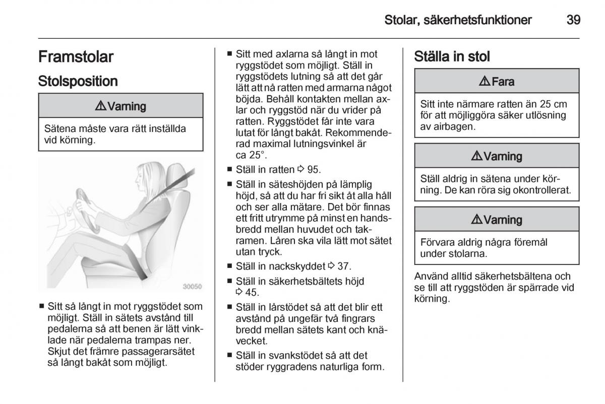 Opel Astra J IV 4 instruktionsbok / page 41