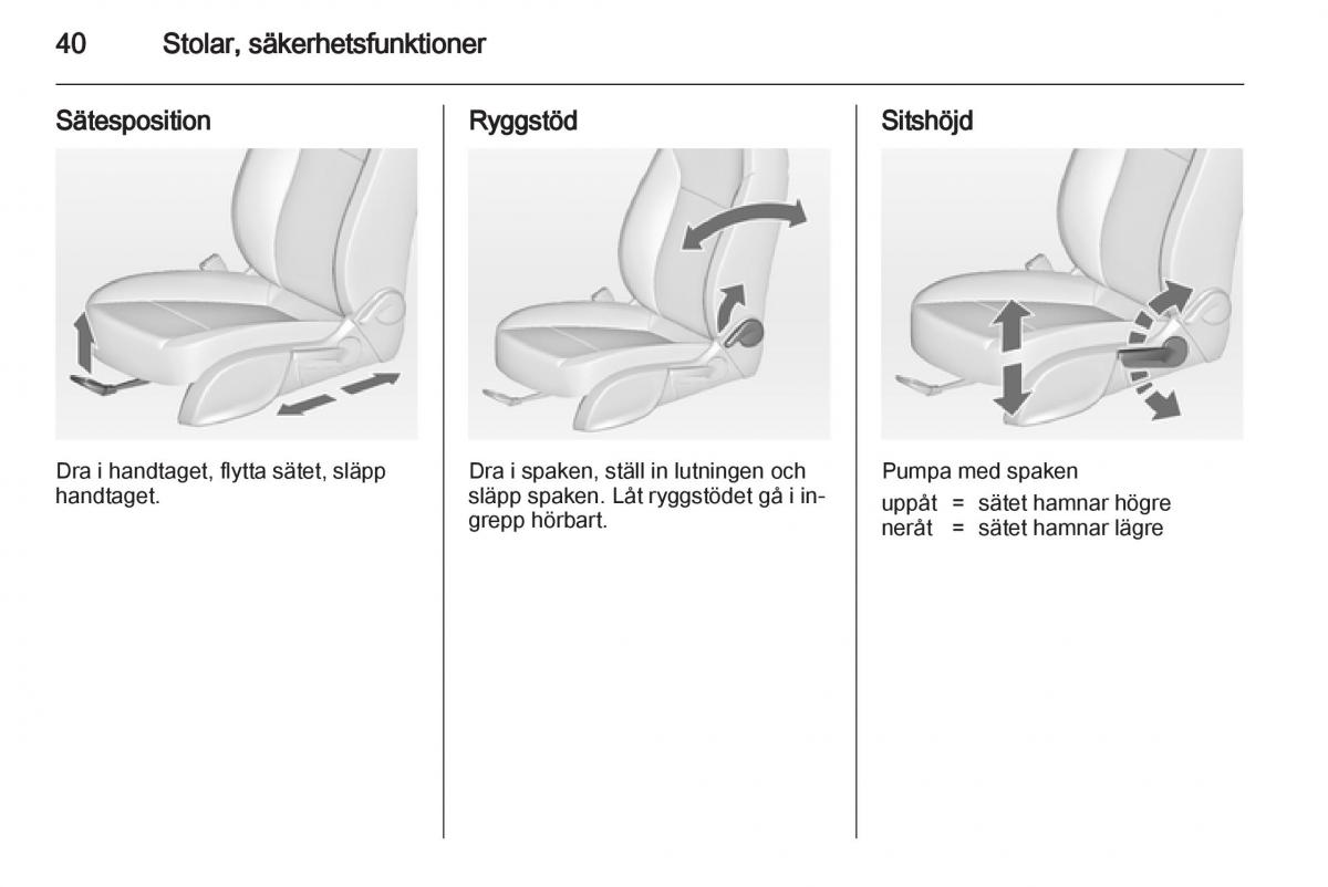 Opel Astra J IV 4 instruktionsbok / page 42