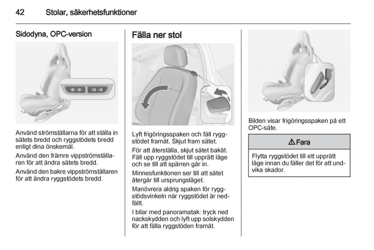 Opel Astra J IV 4 instruktionsbok / page 44