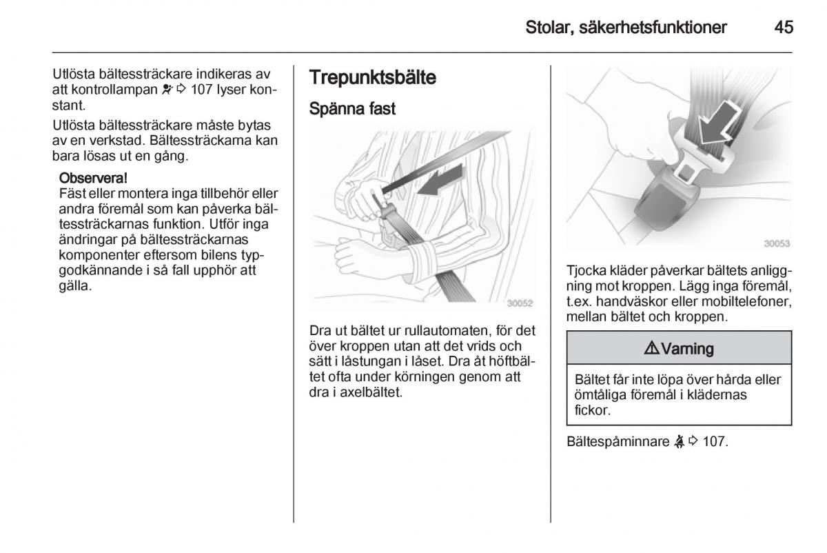 Opel Astra J IV 4 instruktionsbok / page 47