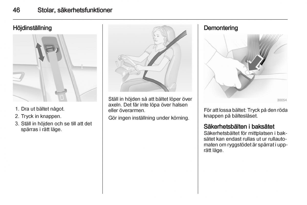 Opel Astra J IV 4 instruktionsbok / page 48