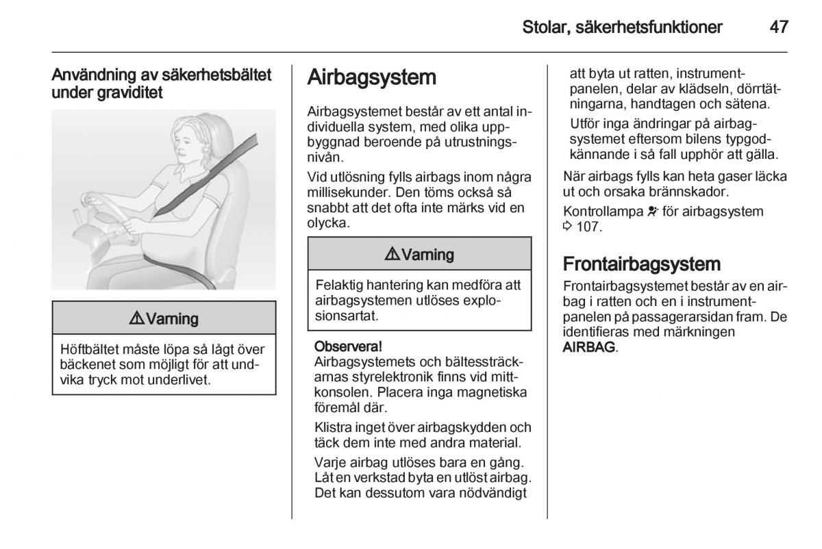 Opel Astra J IV 4 instruktionsbok / page 49