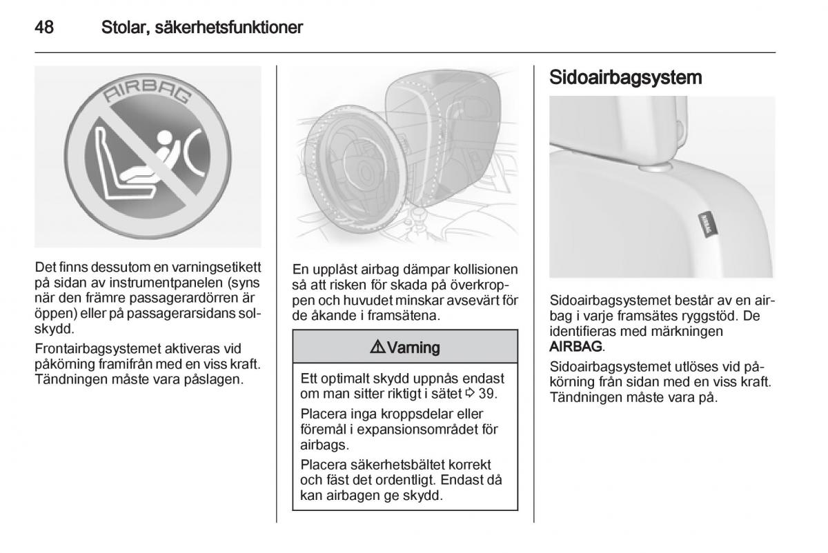 Opel Astra J IV 4 instruktionsbok / page 50