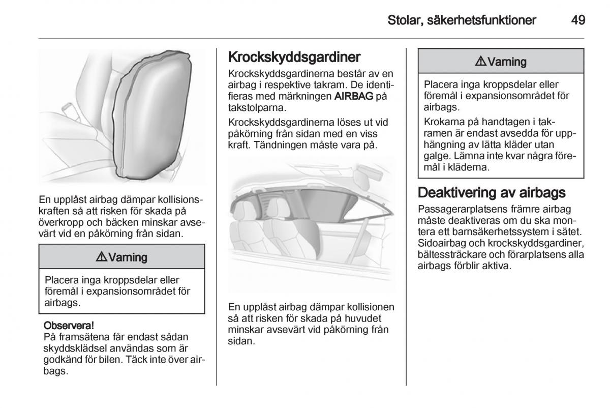 Opel Astra J IV 4 instruktionsbok / page 51