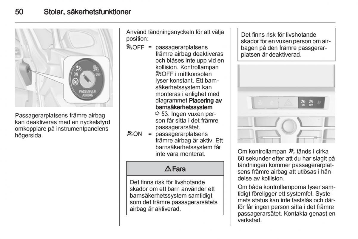 Opel Astra J IV 4 instruktionsbok / page 52