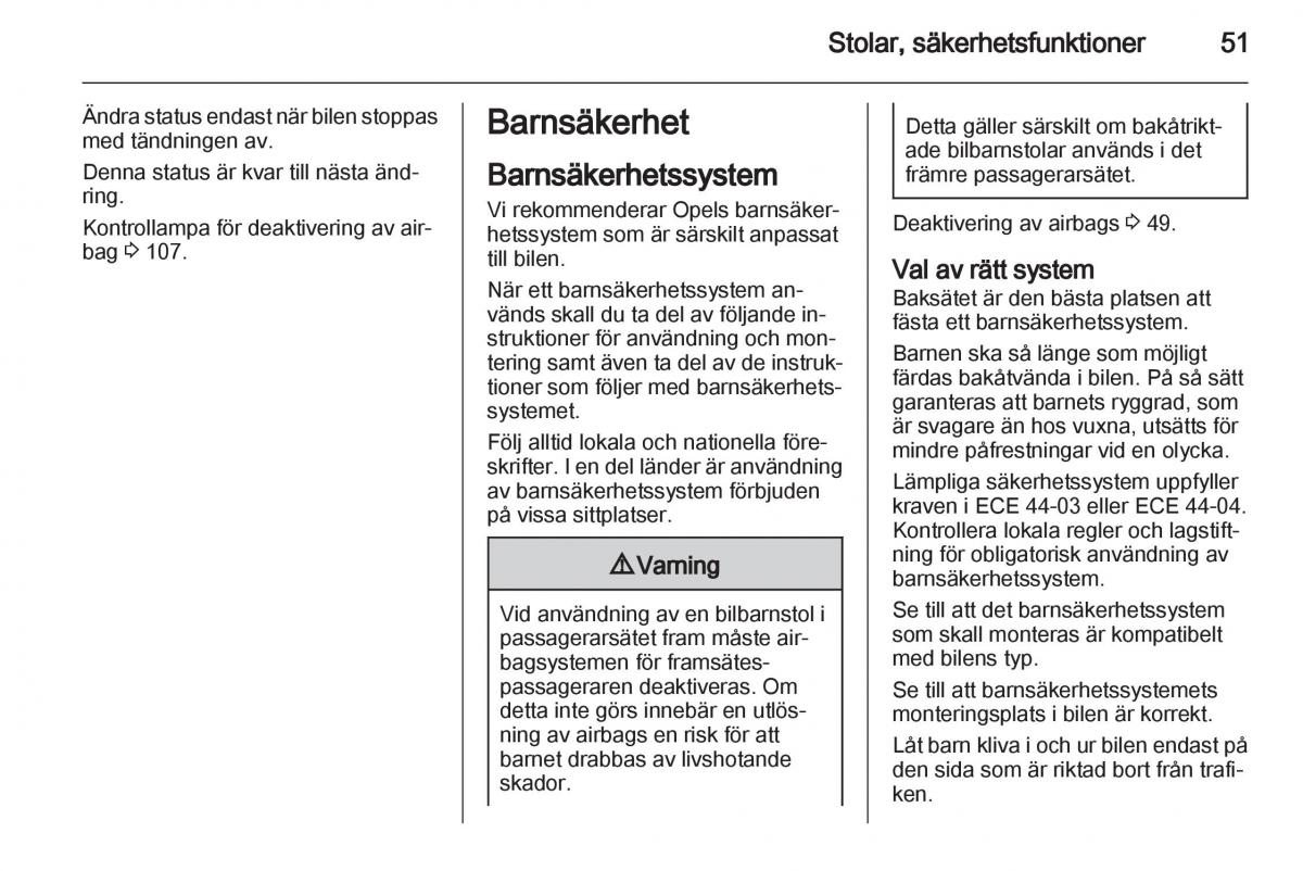 Opel Astra J IV 4 instruktionsbok / page 53