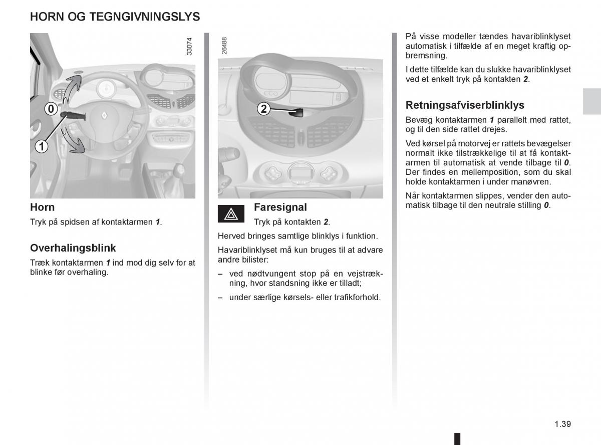 Renault Twingo III 3 Bilens instruktionsbog / page 45