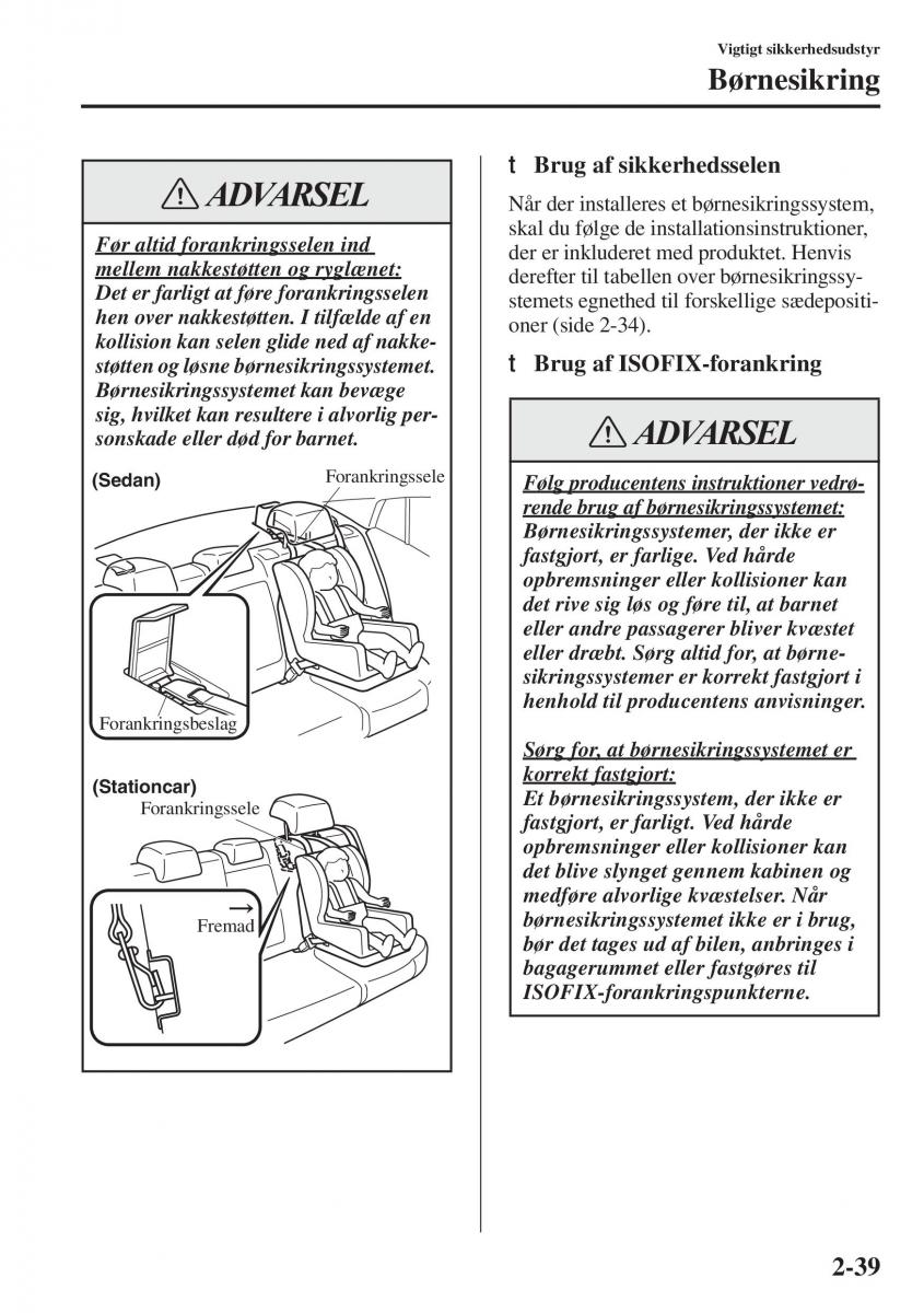 Mazda 6 III Bilens instruktionsbog / page 63