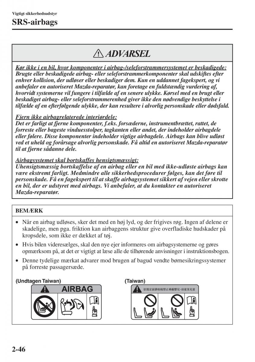 Mazda 6 III Bilens instruktionsbog / page 70