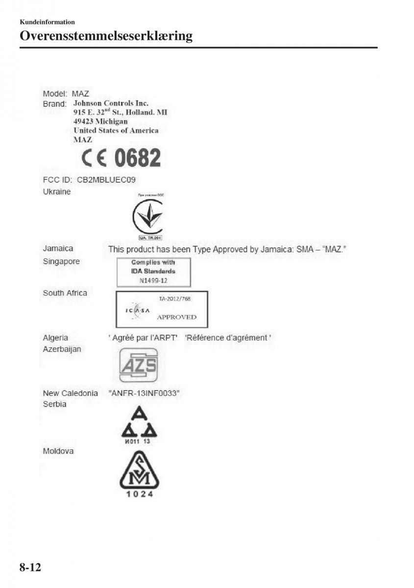 Mazda 6 III Bilens instruktionsbog / page 716