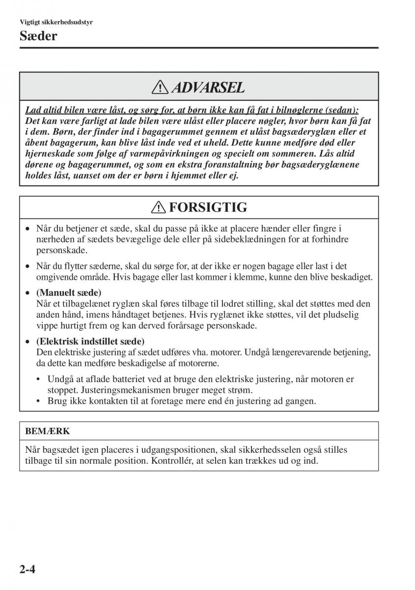 Mazda 6 III Bilens instruktionsbog / page 28