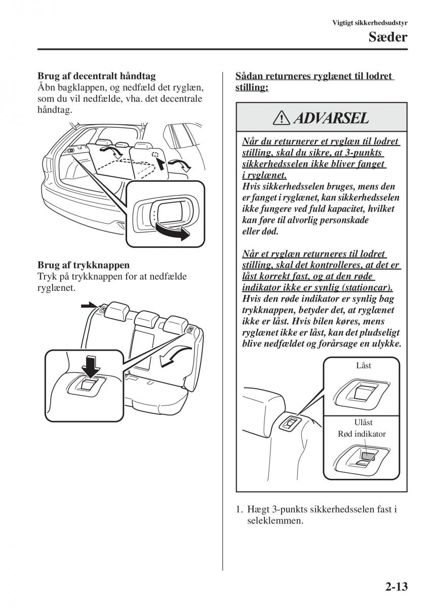 Mazda 6 III Bilens instruktionsbog / page 37