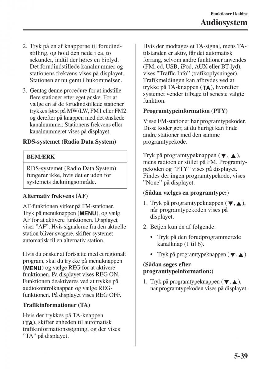 Mazda 6 III Bilens instruktionsbog / page 447