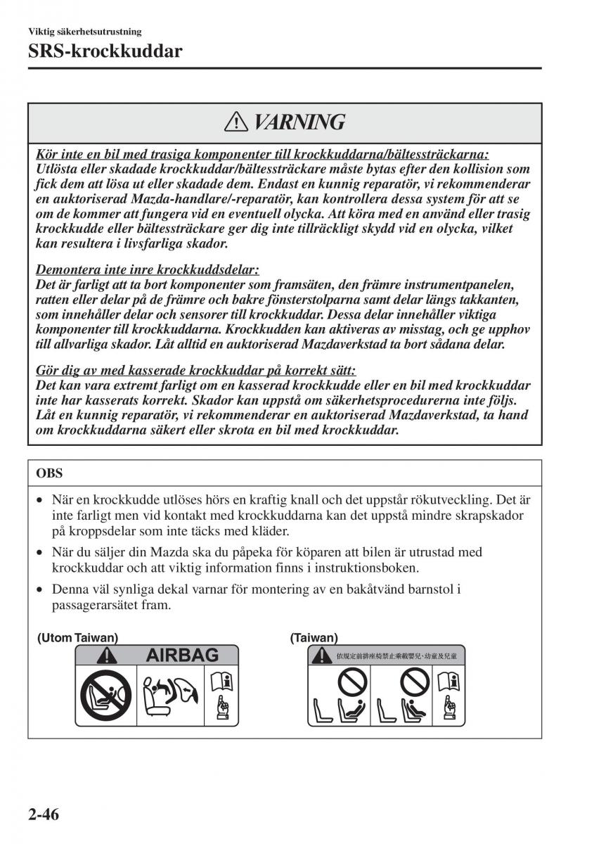 Mazda 6 III instruktionsbok / page 70