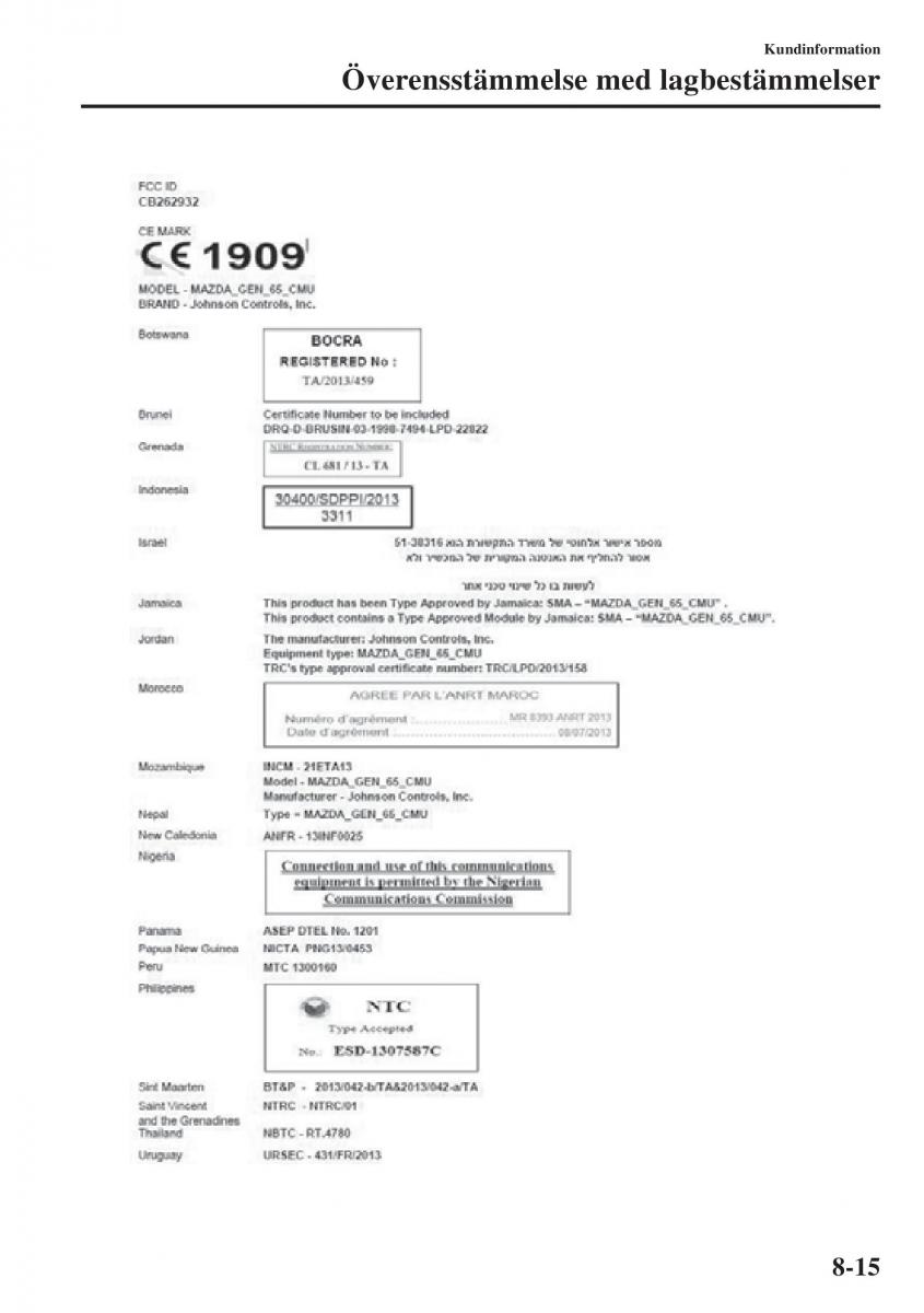 Mazda 6 III instruktionsbok / page 719