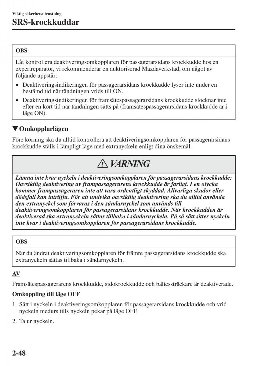 Mazda 6 III instruktionsbok / page 72