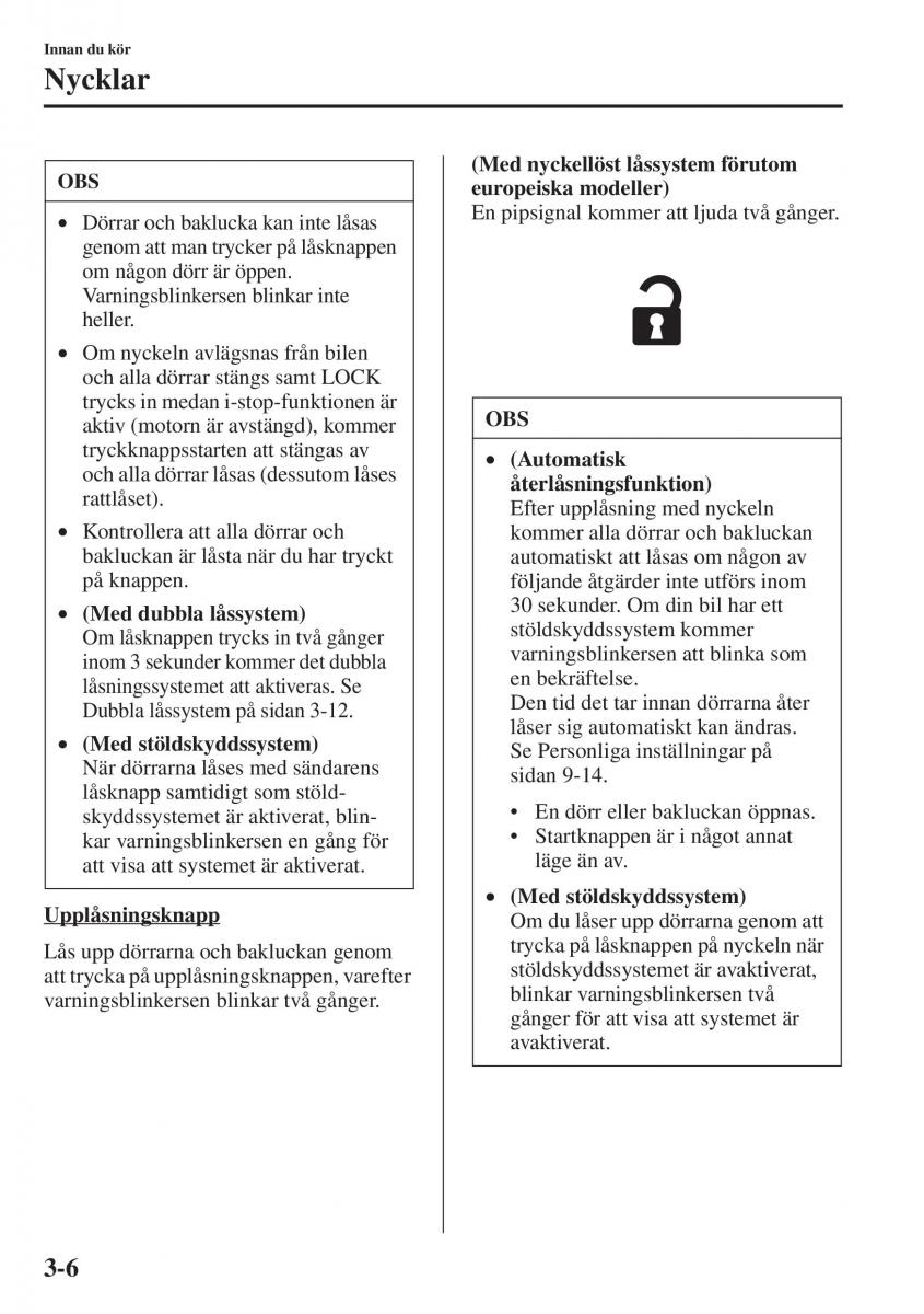 Mazda 6 III instruktionsbok / page 86